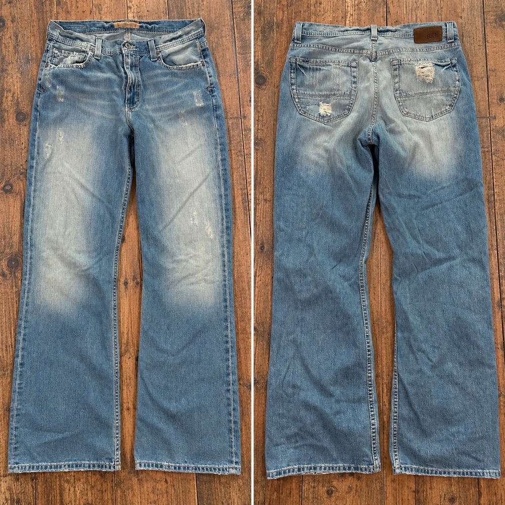 BKE Tyler Loose Straight Distressed Denim Jeans Mens 33x32 Y2K Grunge Skater